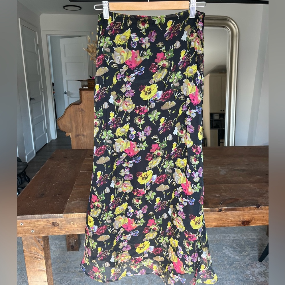 Chiffon Maxi Floral Black Skirt